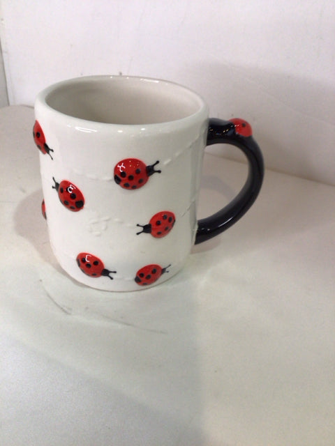 Lang White/Red Ceramic Ladybug Mug