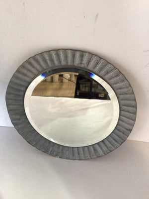 Wall Silver Galvanized Round Mirror