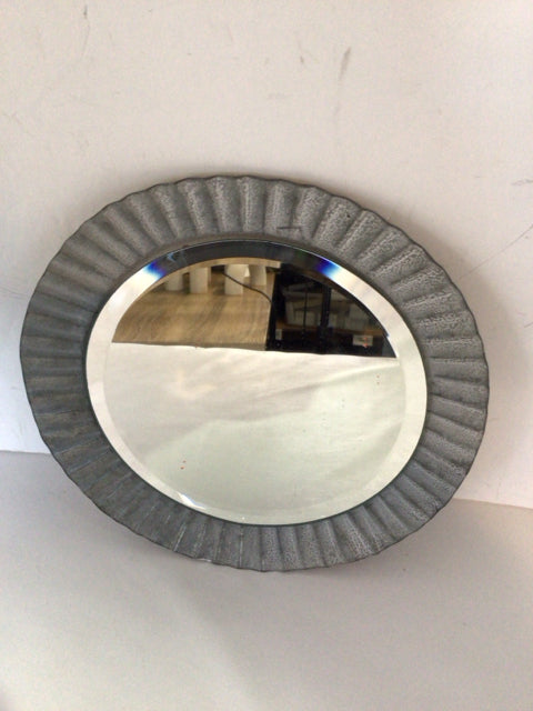 Wall Silver Galvanized Round Mirror