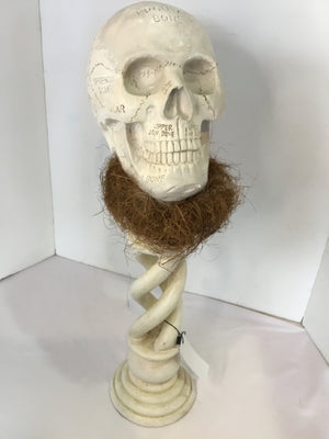Halloween White/Brown Wood Skull Holiday Item