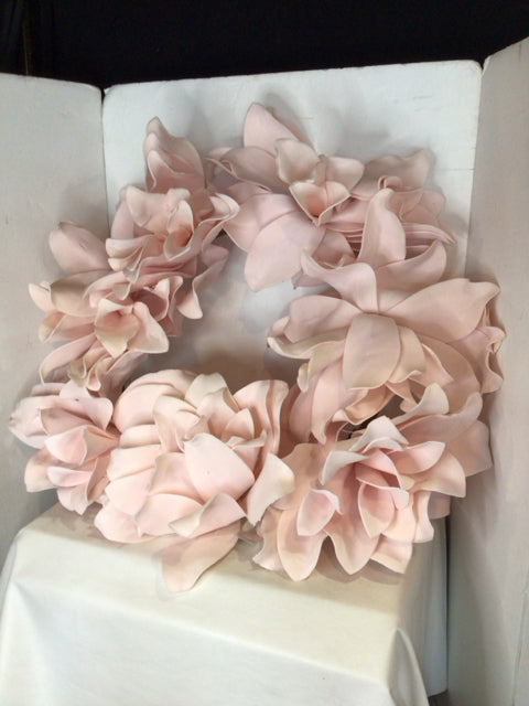 Pink Felt Flowers Wreath