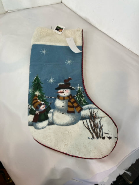 Stocking Blue Painted Snowman Holiday Item