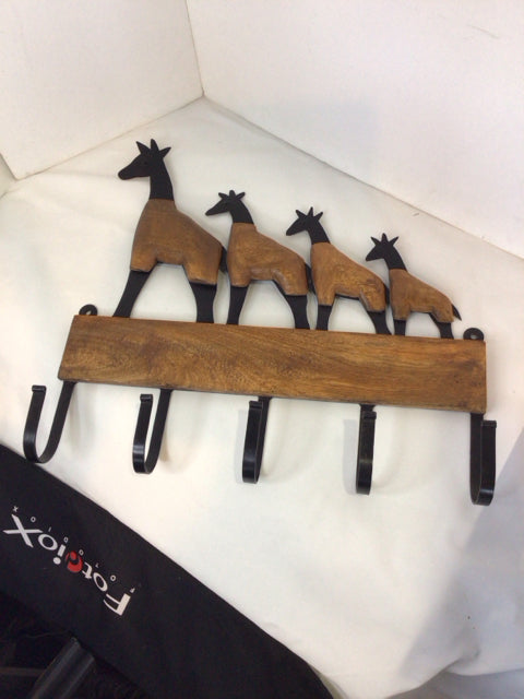 Rustic Wood/Metal Giraffe Brown/black Wall Hook