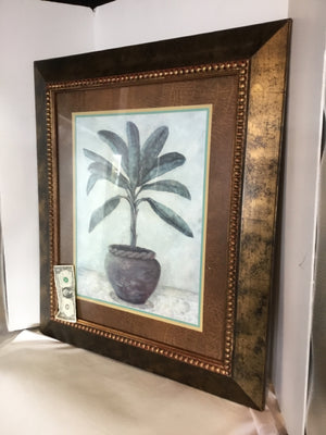 Green/Gold Potted Plant Framed Art