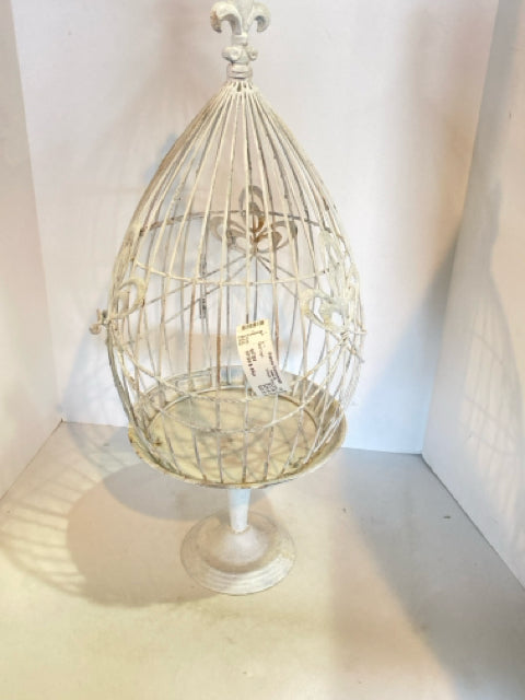 Vintage White Metal 2 Piece Bird Cage