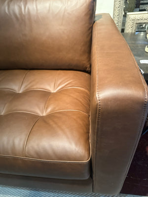 Poly & Bark Modern Leather Tufted Cognac Sofa/Couch 4P9LT8TS
