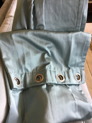 Pair Teal Lined Grommet Draperies/Curtains