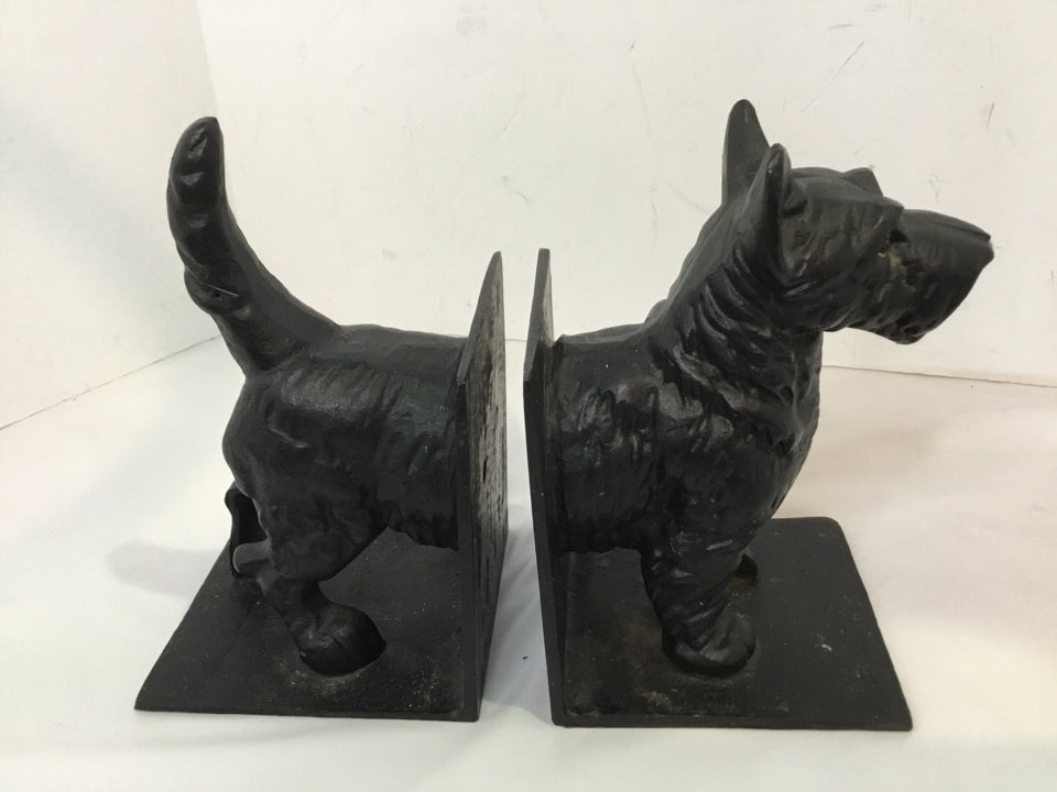 Black Cast Iron Dog Book Ends