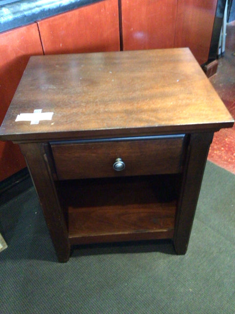 Wood 1 drawer Brown Nightstand