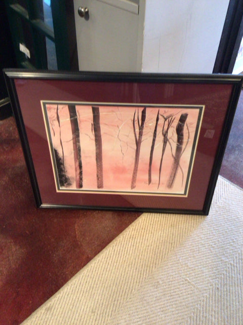 Pink/Black Forest Signed Framed Art
