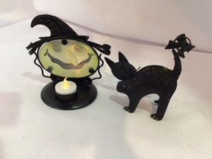 Halloween Black Metal Cat Candle Holiday Item