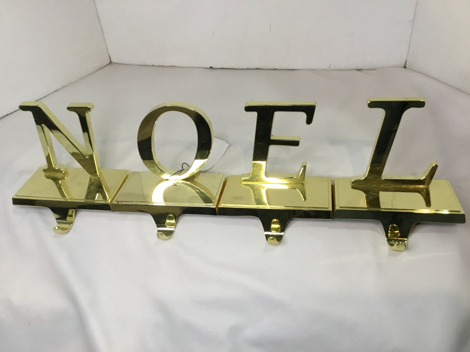 Stocking Hanger Gold Metal Set of 4 Noel Holiday Item