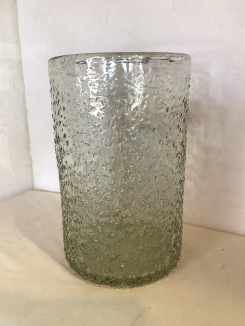 Clear Glass Cylinder Bubble Candle Holder