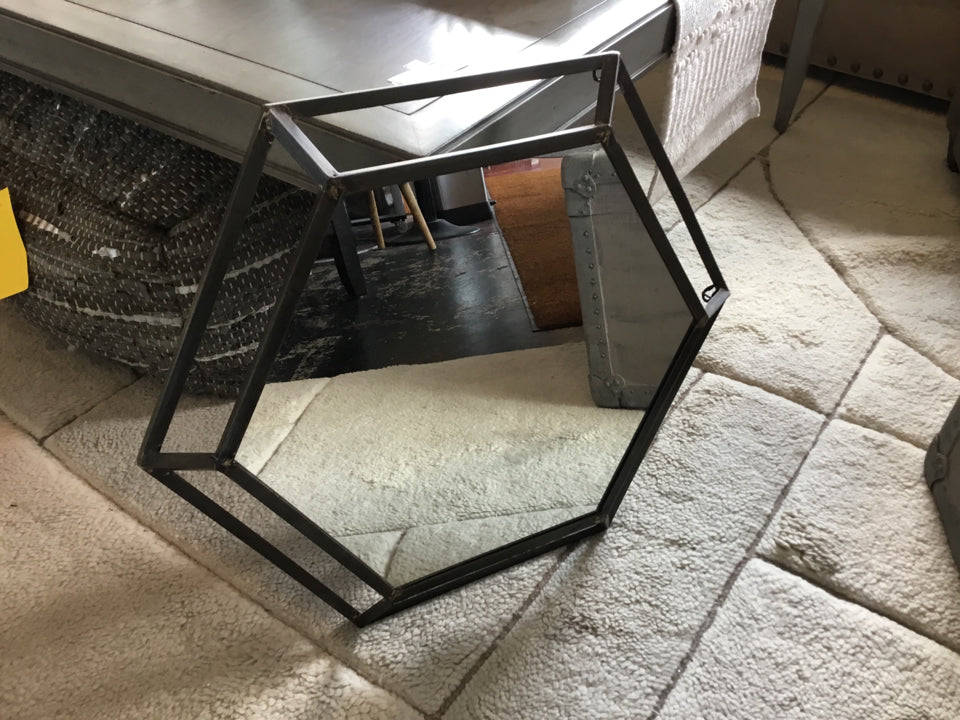 Wall Hanging Bronze Metal Octagon Mirror