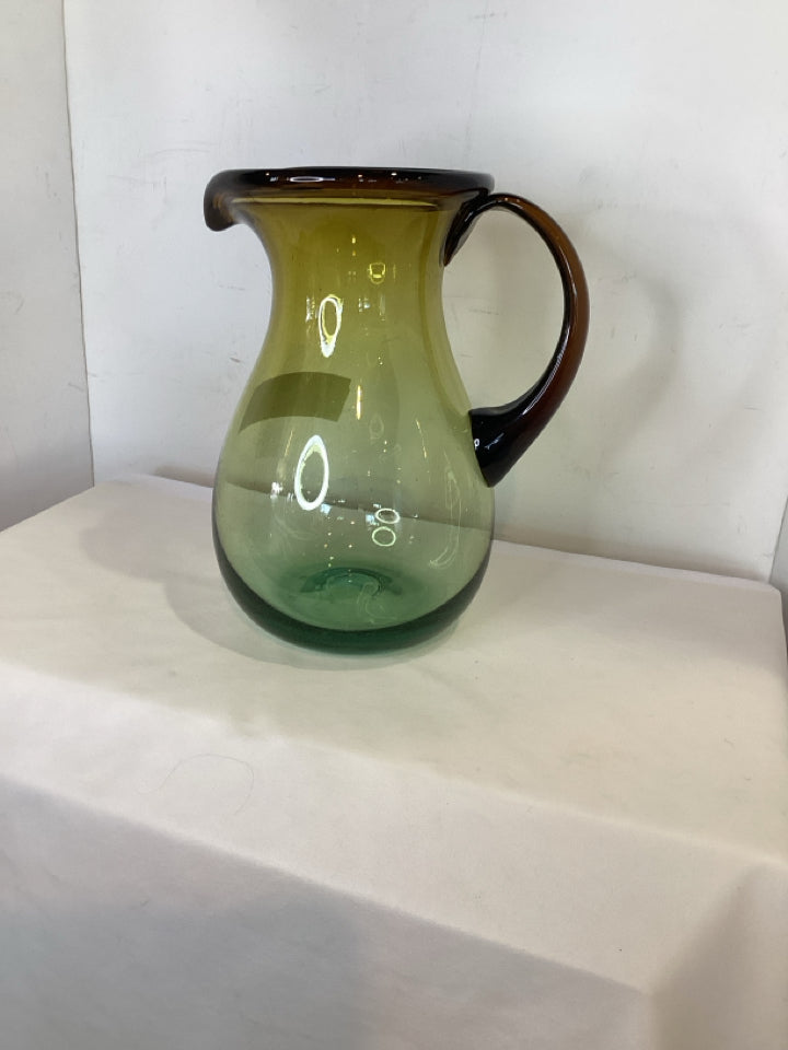 Green/Gold Glass Pitcher