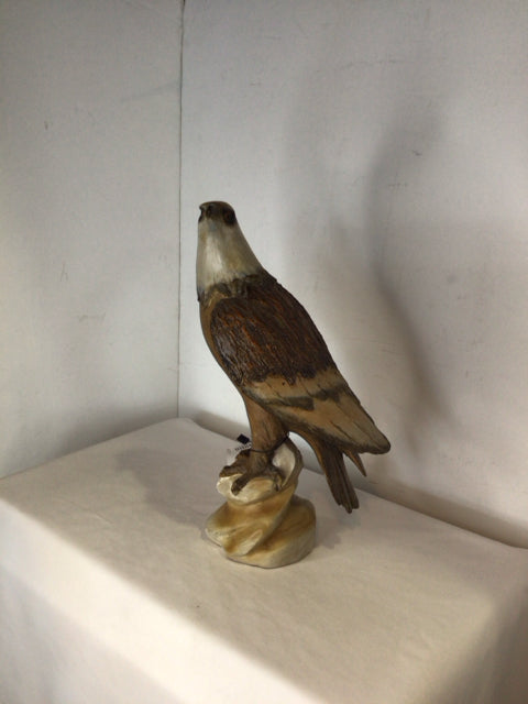 Carved Brown/Gray Resin Eagle Statue