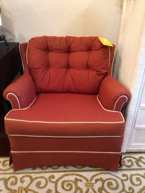 Upholstered Arm Red Chair