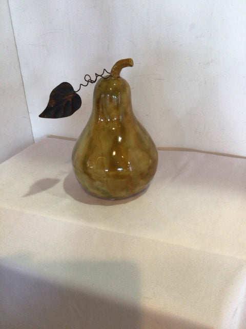 Gold Ceramic Pear Figurine
