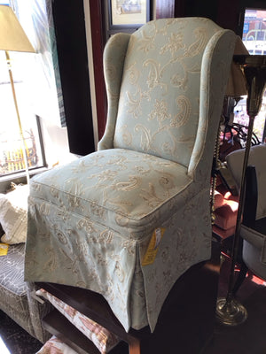 Kincaid Wing Back Cotton/Linen Paisley Blue/Cream Chair