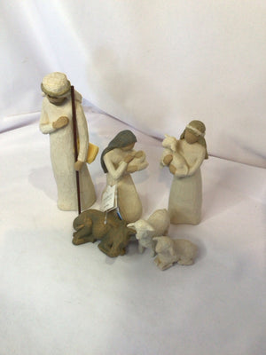 Willow Tree Set of 6 White/Brown Resin Nativity w/Box Holiday Item