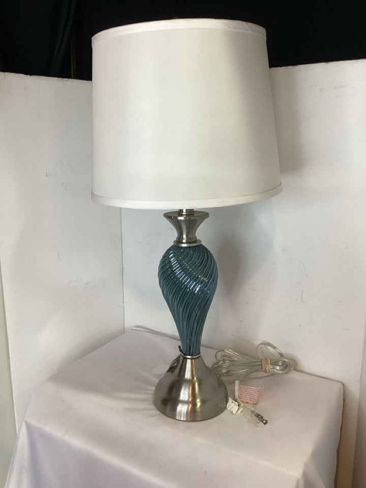 Blue/Silver Ceramic Lamp