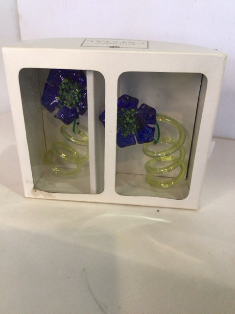Glass Purple Set of 2 Napkin Holder