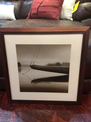 Print Black/White Boat Lake Framed Art