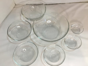 Set of 7 Clear Glass Bowl Set