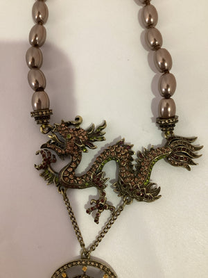 Amber Dragon Rhinestone Necklace