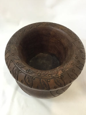 Hand Crafted Brown Wood Carved Bowl