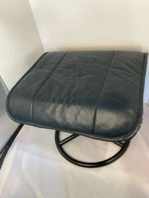 Navy Faux Leather Square FootStool/Ottoman