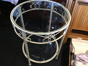 Tiered Glass/Metal Round Cream Table