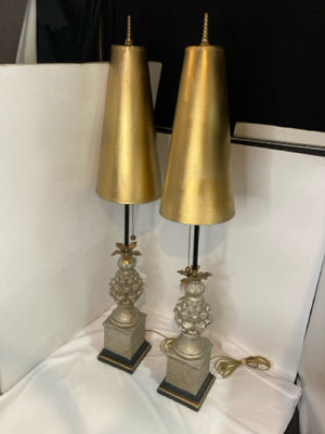 Vintage Gold Resin Pair Lamp Set