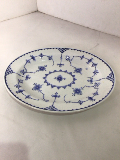 Oval Blue/White Ceramic Floral Platter