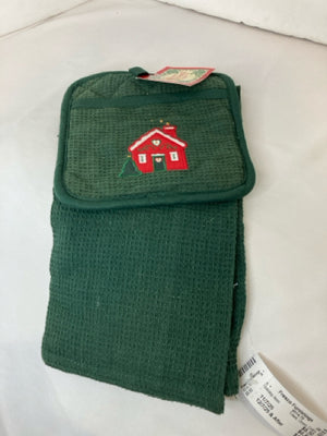Towel Green Cotton Cottage Holiday Item