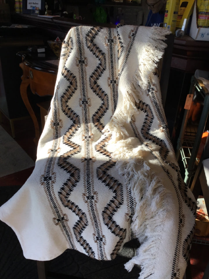 Bohemian Cream/Black Cotton Blanket