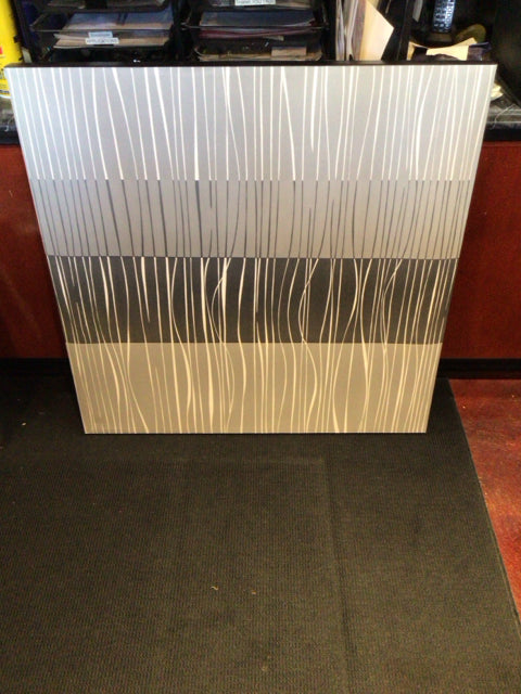 Gray/White Geometric Stretch Canvas Art