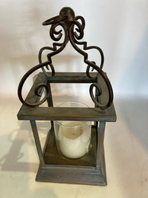 Outdoor/Outside Gray Metal Candle Lantern