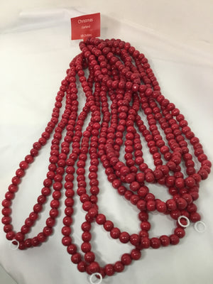 Garland Red Plastic Beads Set of 2 Holiday Item