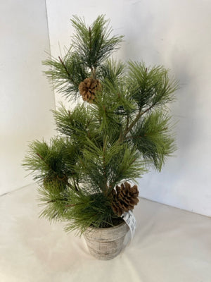 Faux Green Pine Tree In Planter Holiday Item