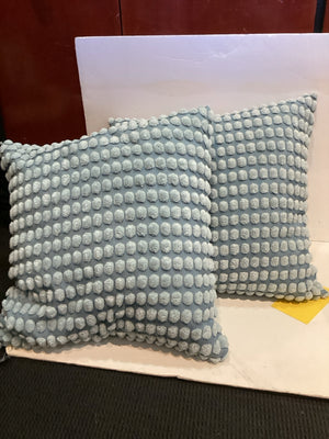 Pair Blue Down PomPoms Pillow Set