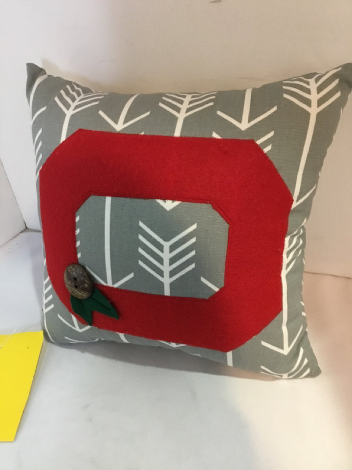 Gray/Red Polyester Ohio Pillow