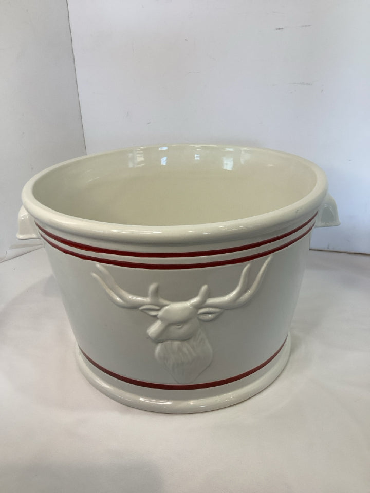 Threshold Christmas White/Red Stoneware Reindeer Plant Holiday Item