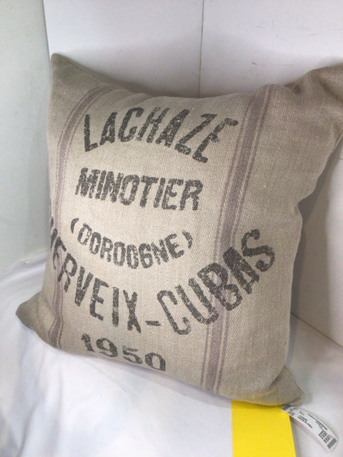 Restoration Hrd. Tan/Black Herringbone Words Pillow