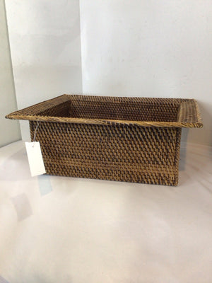 Brown/Black Wicker Rectangle Basket