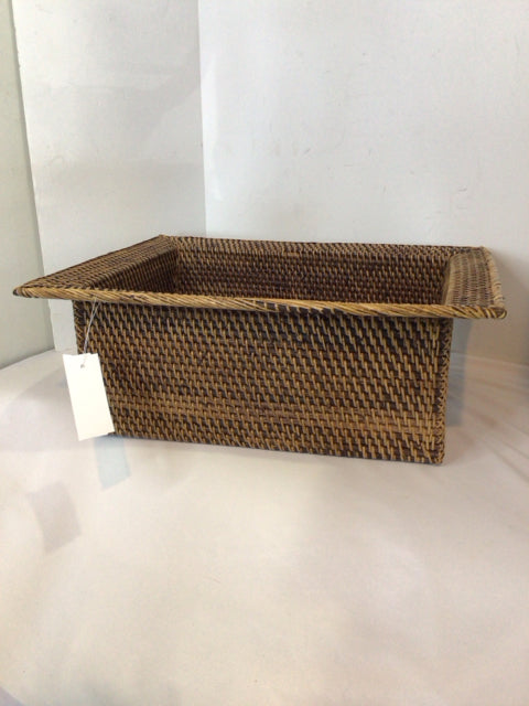 Brown/Black Wicker Rectangle Basket