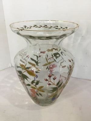 Clear/Pink Glass Flowers Vase