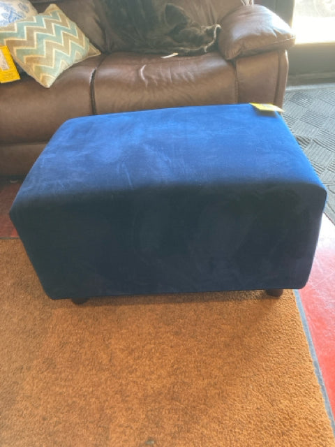 Velvet Blue Ottoman