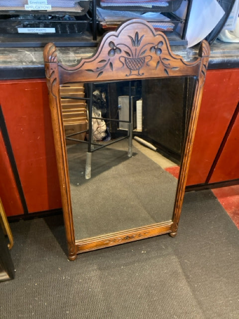 Vintage Brown Wood Mirror