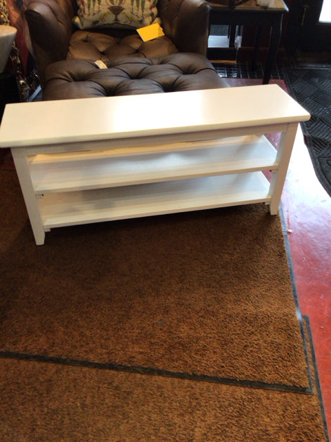 Tiered Wood 2 Shelf White Bench